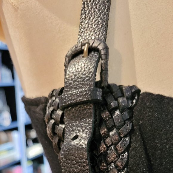 Vintage Leather Trimmed Long Dress Poly Spandex Cotton Size 8-10 - Picture 6 of 10